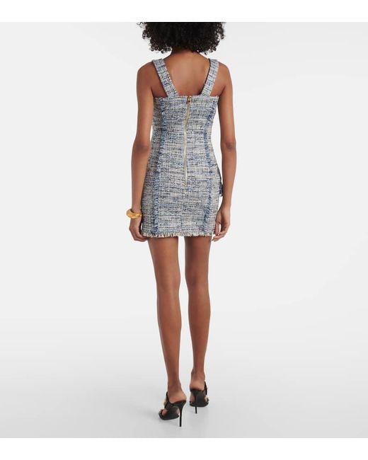 Balmain Blue Minikleid Aus Tweed