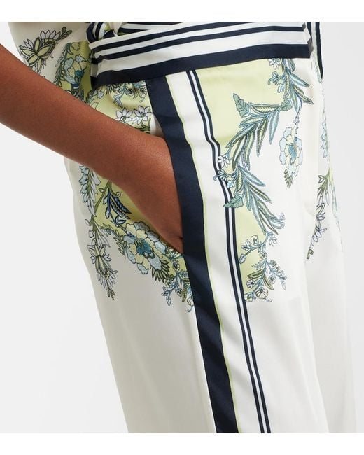 Veronica Beard Green Grigore Floral Twill Palazzo Pants