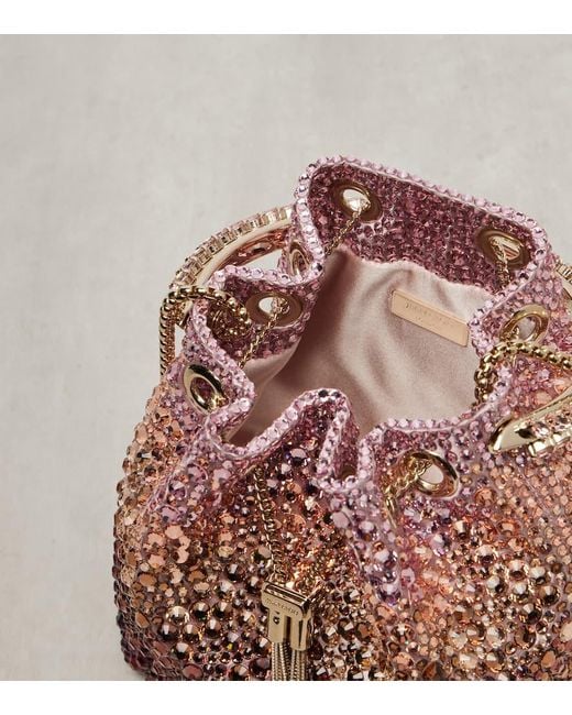 Jimmy Choo Pink Bon Bon Micro Embellished Bucket Bag