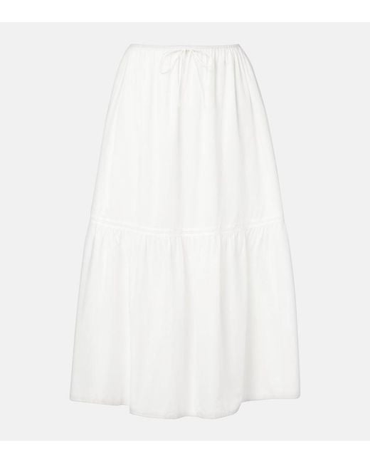 Faithfull The Brand White Venta Cotton Midi Skirt