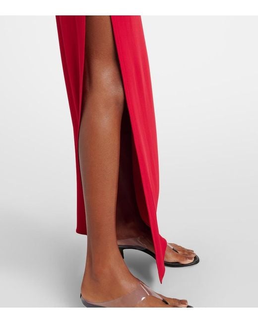 Magda Butrym Red Floral-Applique Draped Gown