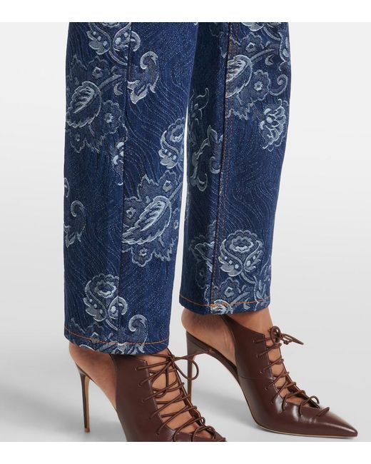 Etro Blue Regular-Fit Jacquard Jeans