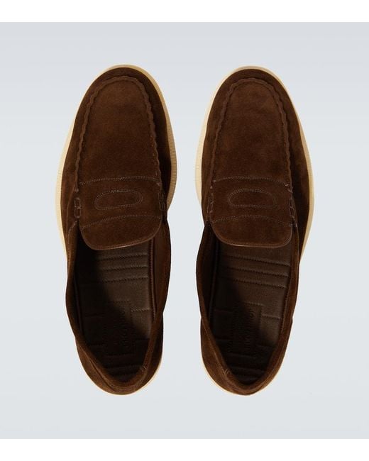 John Lobb Loafers Pace Aus Veloursleder in Brown für Herren