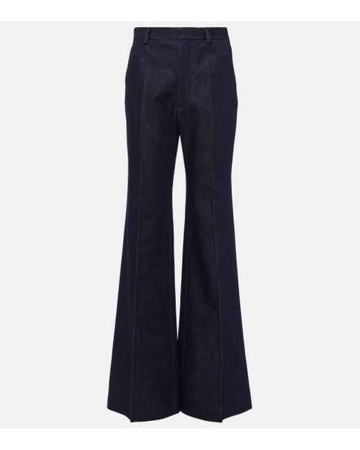 Loro Piana Blue Jose Cotton And Silk Wide-leg Pants