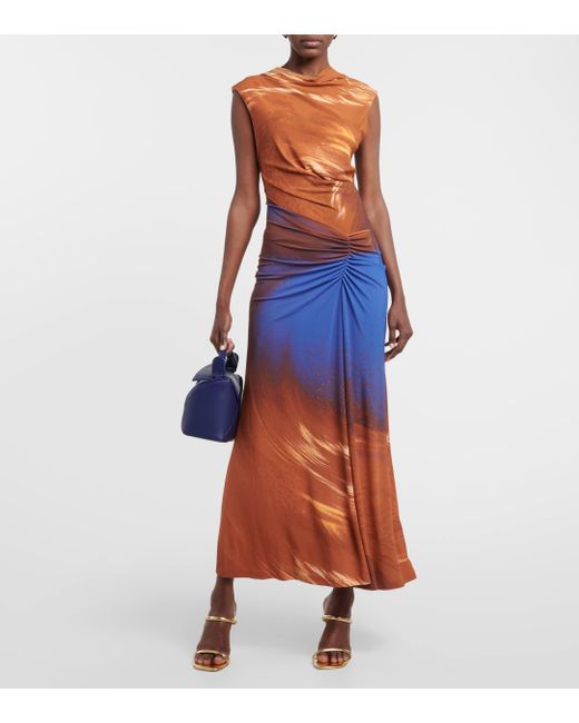 Jonathan Simkhai Blue Acacia Printed Jersey Midi Dress