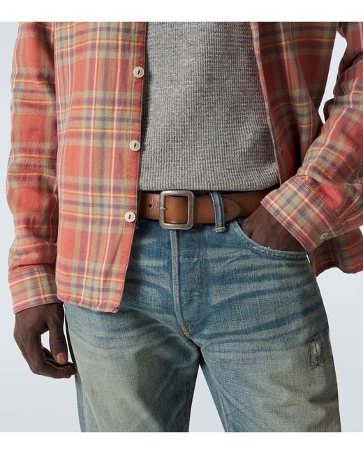 RRL Brown New Burling Leather Belt for men