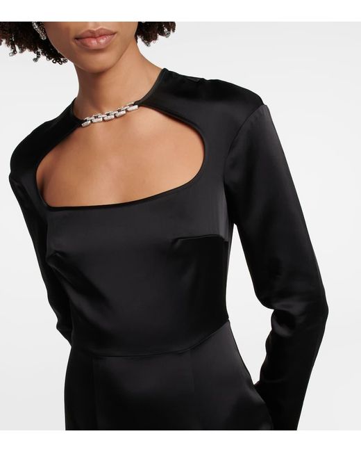 Christopher Kane Black Cutout Embellished Midi Dress