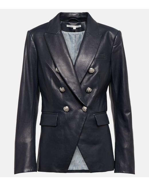 Veronica Beard Blue Leather Jacket