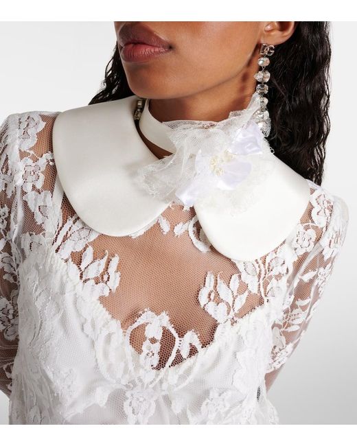 Gargantilla con encaje y aplique floral Dolce & Gabbana de color White