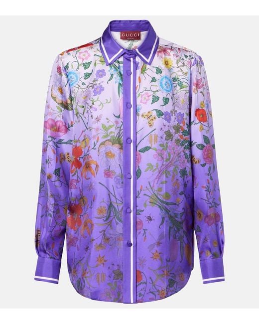 Gucci Purple Printed Silk Shirt