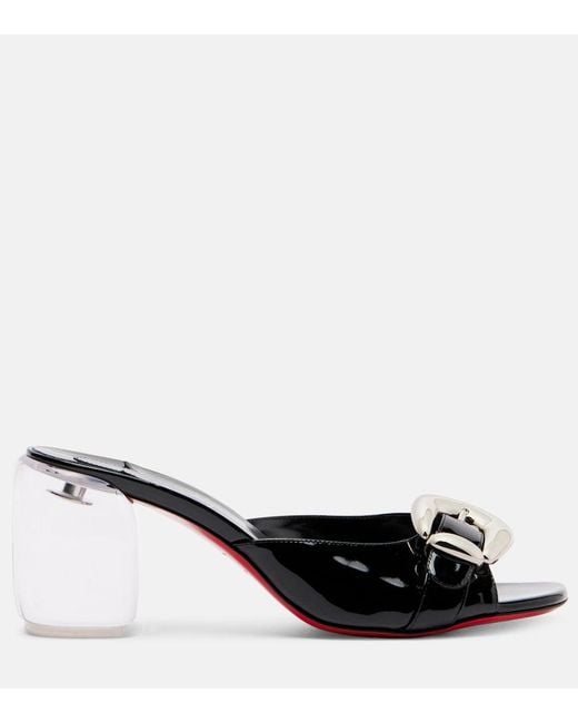 Christian Louboutin Black Minny Leather Heeled Mules 70
