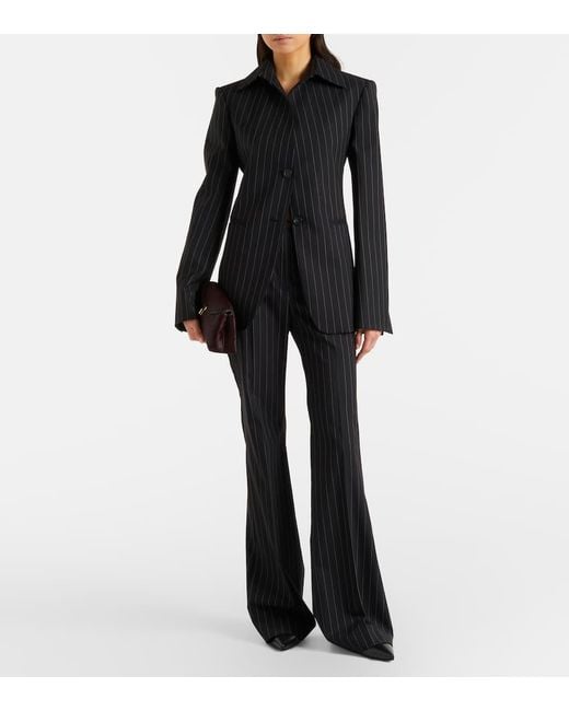 Blazer Rive De Gabardina En Mezcla De Lana A Rayas Sportmax de color Black