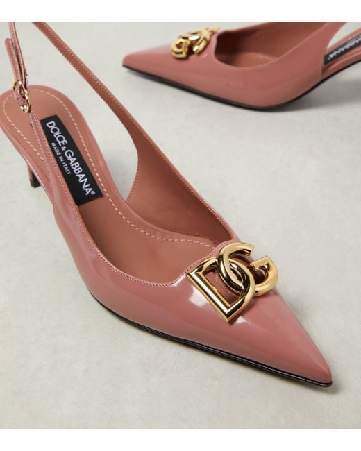 Escarpins DG en cuir verni Dolce & Gabbana en coloris Pink