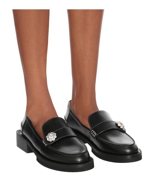 ganni belly croc chunky loafer in black