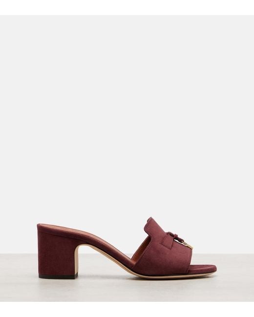 Mules Summer Charms 55 En Daim Loro Piana en coloris Red
