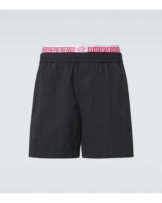 Versace Blue Layered Waistband Shorts for men