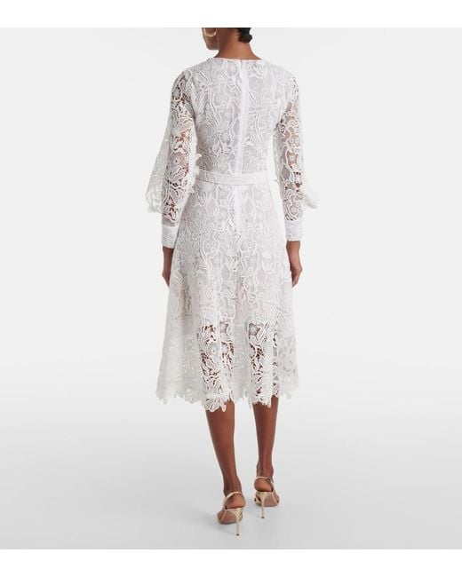 Oscar de la Renta White Floral Lace Cocktail Dress