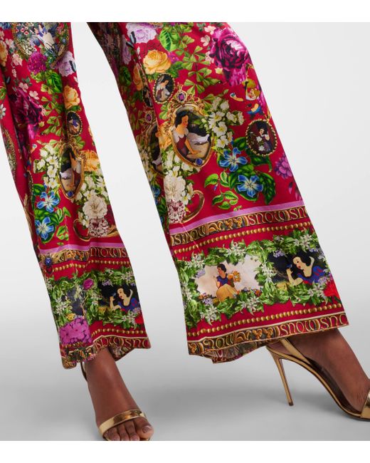 Combi-pantalon imprimee en soie melangee Camilla en coloris Red