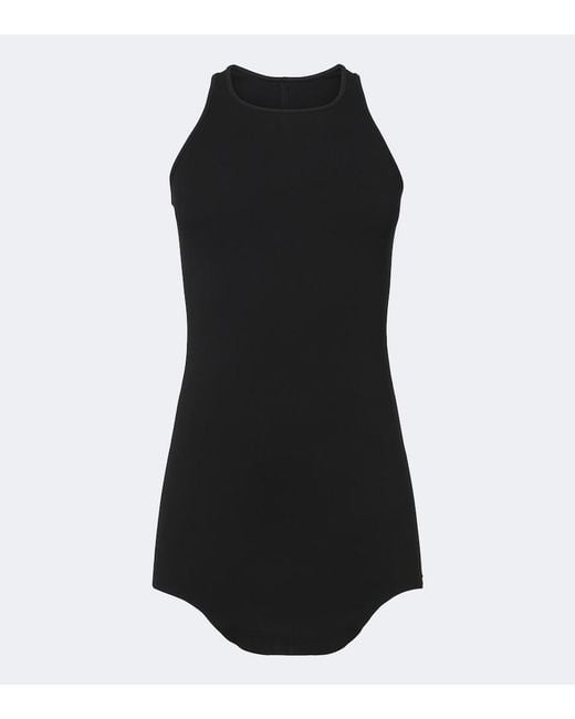 Rick Owens Black Basic Ribbed-Knit Cotton Jersey Tank Top for men