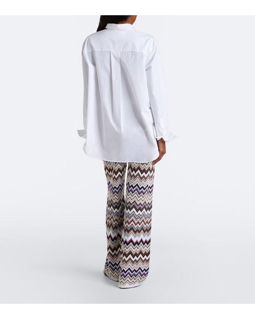 Missoni White Zigzag Knitted Wide-Leg Pants