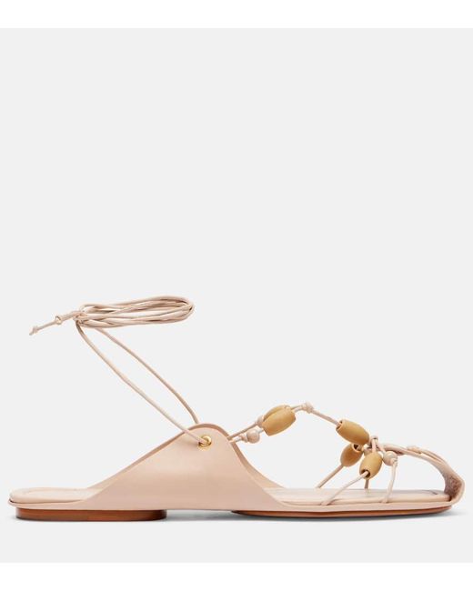 Sandales En Cuir A Perles Farm Rio en coloris Pink