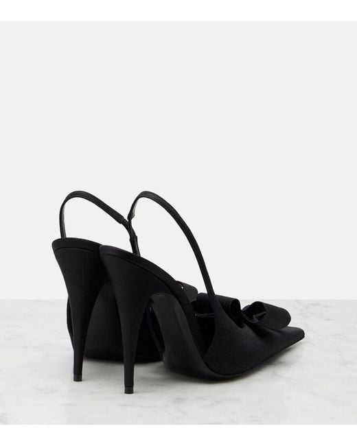 Saint Laurent Black Tea Bow-Detail Slingback Pumps