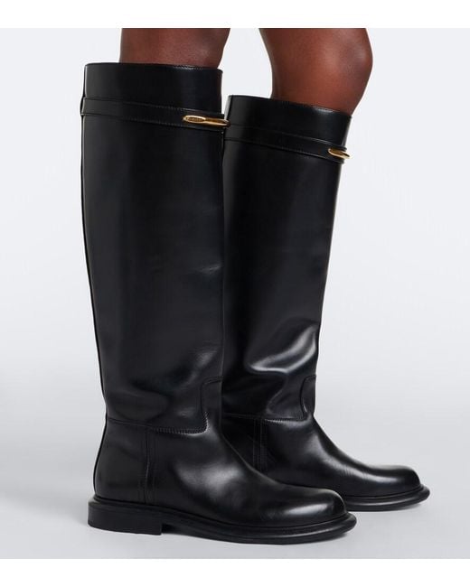 Givenchy Black Pinch Embellished Leather Knee-High Boots