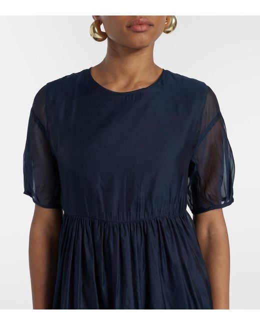 Max Mara Blue Fatoso Silk-Blend Organza Midi Dress