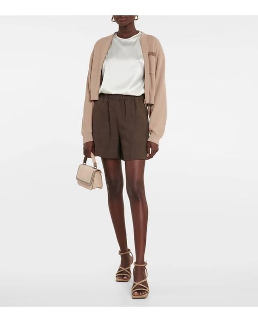 Brunello Cucinelli White Silk-Blend Satin T-Shirt