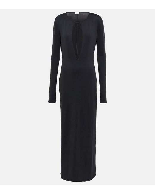 Magda Butrym Blue Cutout Silk Maxi Dress