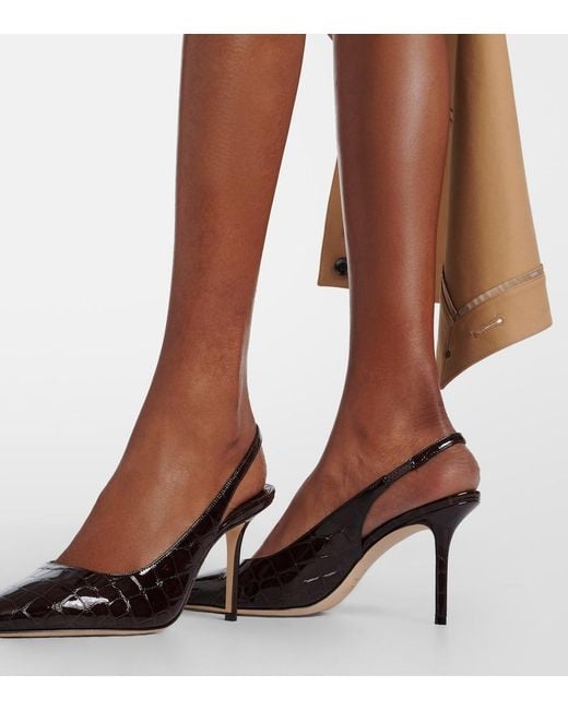 Jimmy Choo Black Love Croc-Effect Leather Slingback Pumps