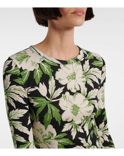 Abito con stampa floreale in seta e cotone di Loewe in White