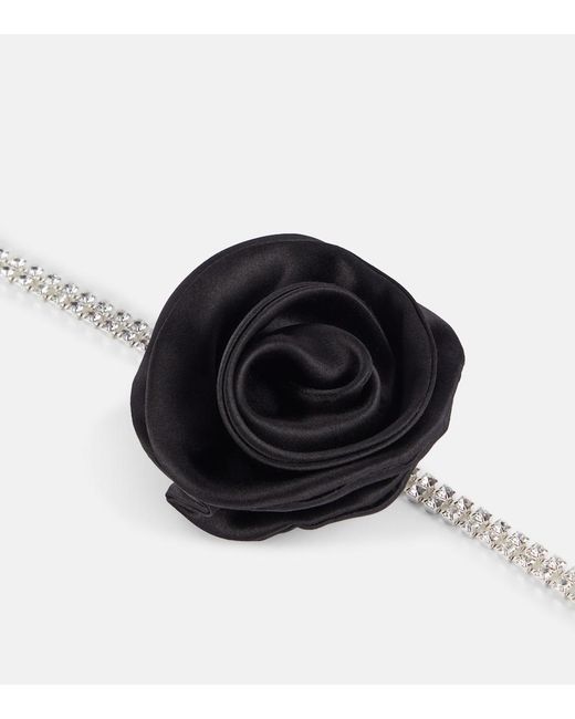 Magda Butrym Black Floral-Applique Crystal-Embellished Choker