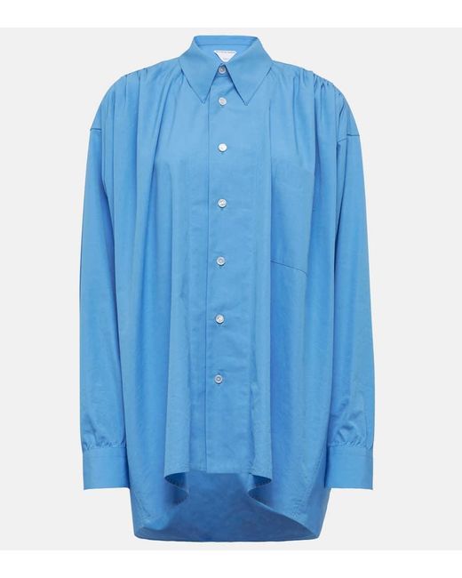 Camicia oversize in misto cotone di Bottega Veneta in Blue