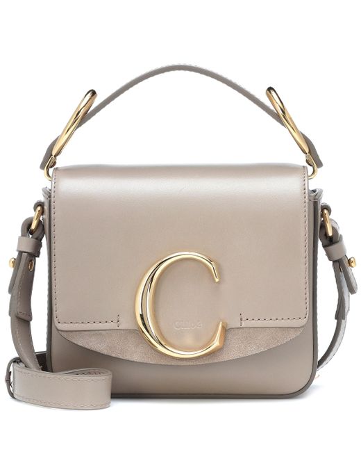 Chloé Gray Mini "chloé C" Bag In Motty Grey Leather