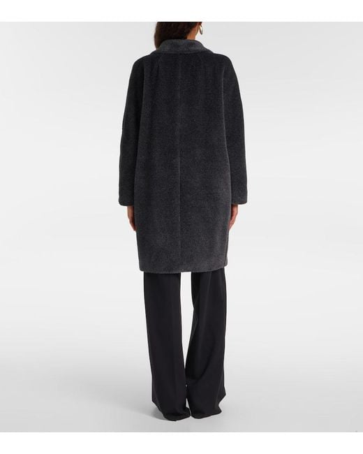 Max Mara Black Mantel Roseto Aus Alpakawolle Und Wolle
