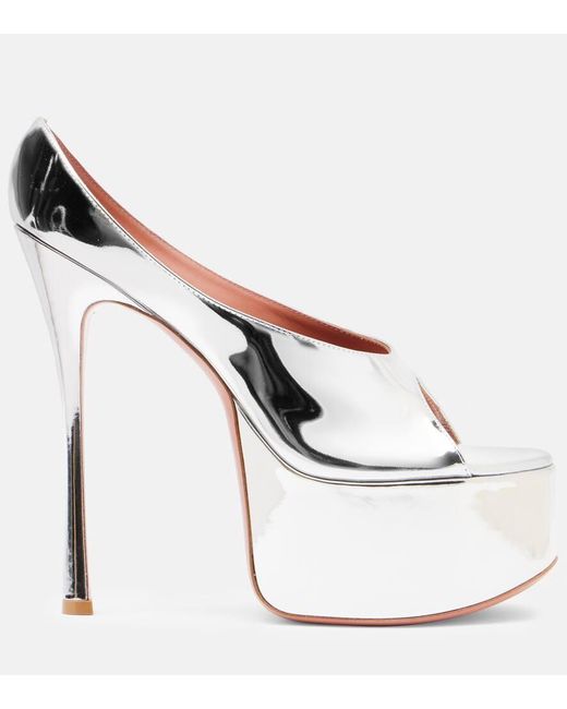 AMINA MUADDI Pink Anok 155 Patent Leather Platform Pumps