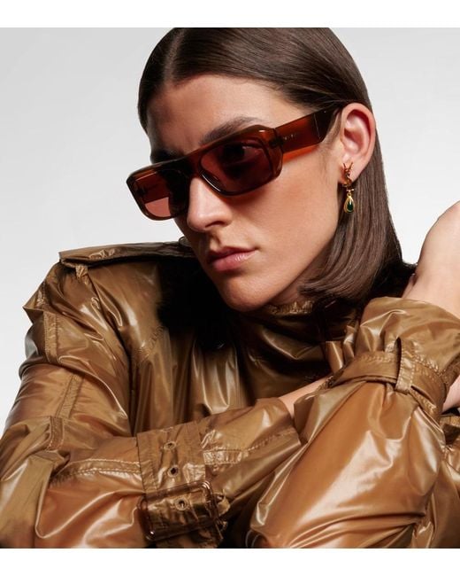 Saint Laurent Brown Sl Logo Rectangular Sunglasses