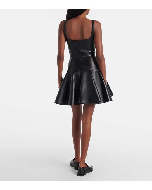 Vestido Corto De Piel Con Volantes Givenchy de color Black