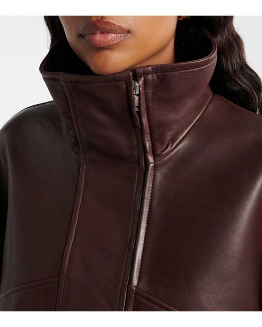 Nour Hammour Brown Roland Leather Bomber Jacket