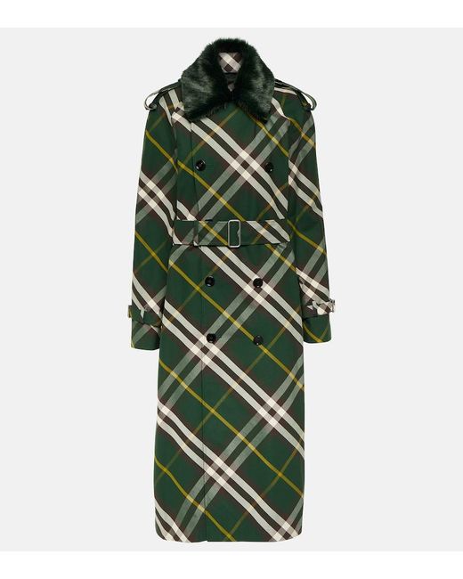 Gabardina de Kensington con patrón de verificación Burberry de color Green