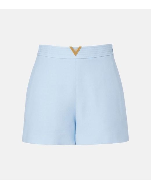 Valentino Blue Crepe Couture Vgold Shorts
