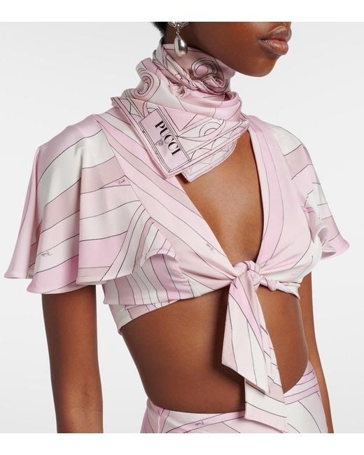 Emilio Pucci Pink Occhi Silk Twill Scarf