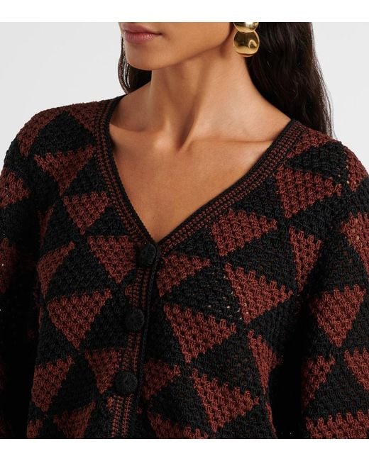 Anna Kosturova Black Malia Crochet Cotton Cardigan