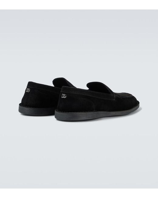 Dolce & Gabbana Black Suede Loafers for men