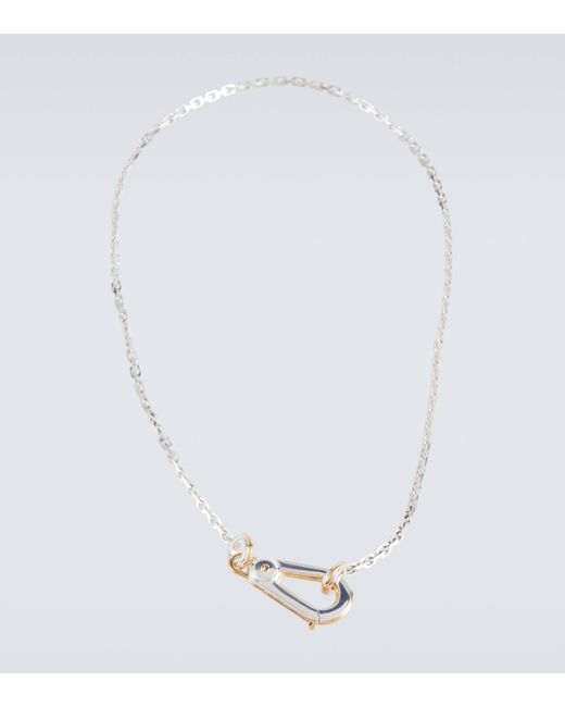 Bottega Veneta White Carabiner Sterling Silver Pendant Necklace for men