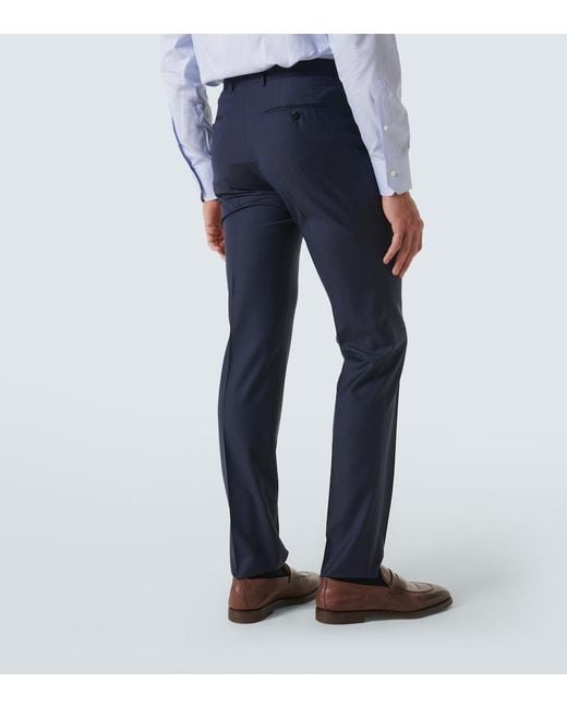 Zegna Blue Trofeo Wool Slim Pants for men