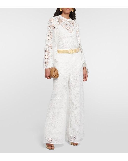 Zimmermann White Chintz Doily Lace Pants