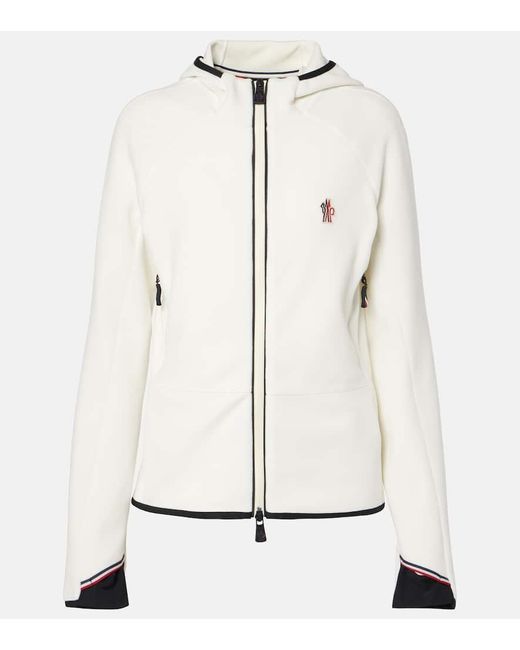 Moncler White Fleece Zip-Up Hoodie