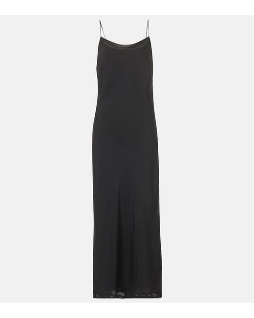 Totême Black Silk Satin Slip Dress
